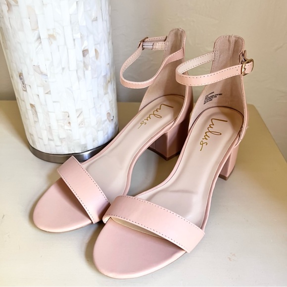 Lulus Shoes - NWOB || Lulus Harper Almond Stacked Ankle Strap Heels